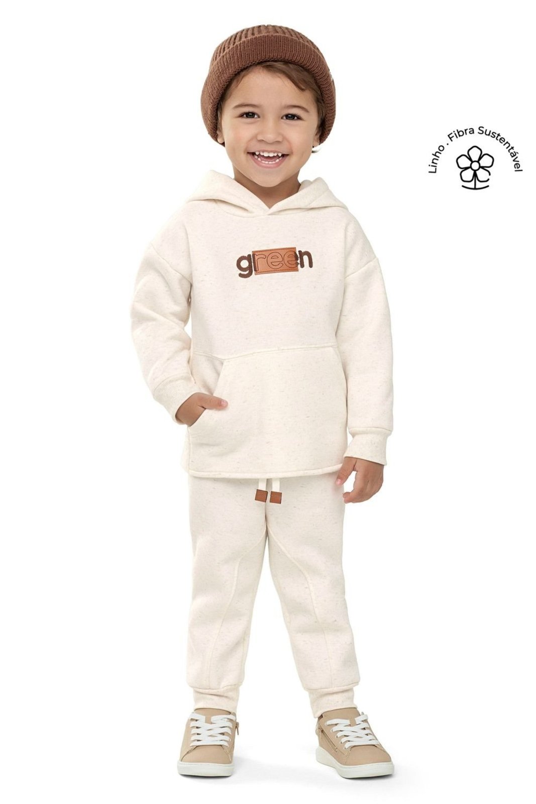 Infantil - Conjunto Menino Moletom Linho Colorittá Bege