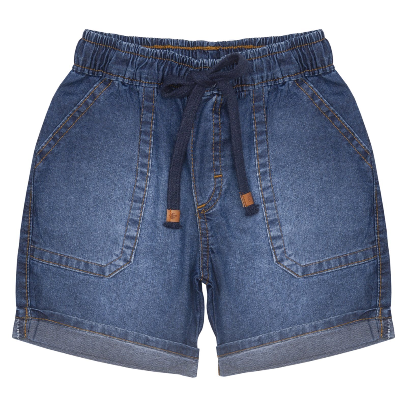 Vista 2 Infantil - Shorts Look Jeans c/ Cordão Jeans azul Look Jeans azul
