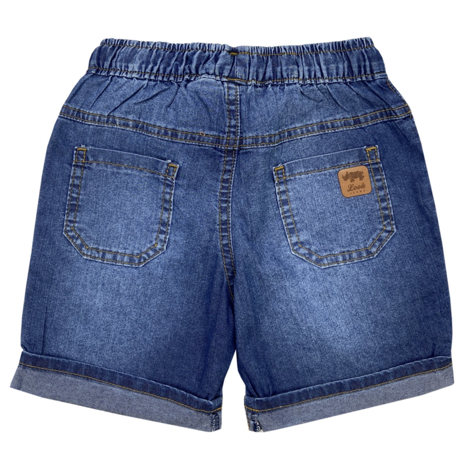 Vista 3 Infantil - Shorts Look Jeans c/ Cordão Jeans azul Look Jeans azul