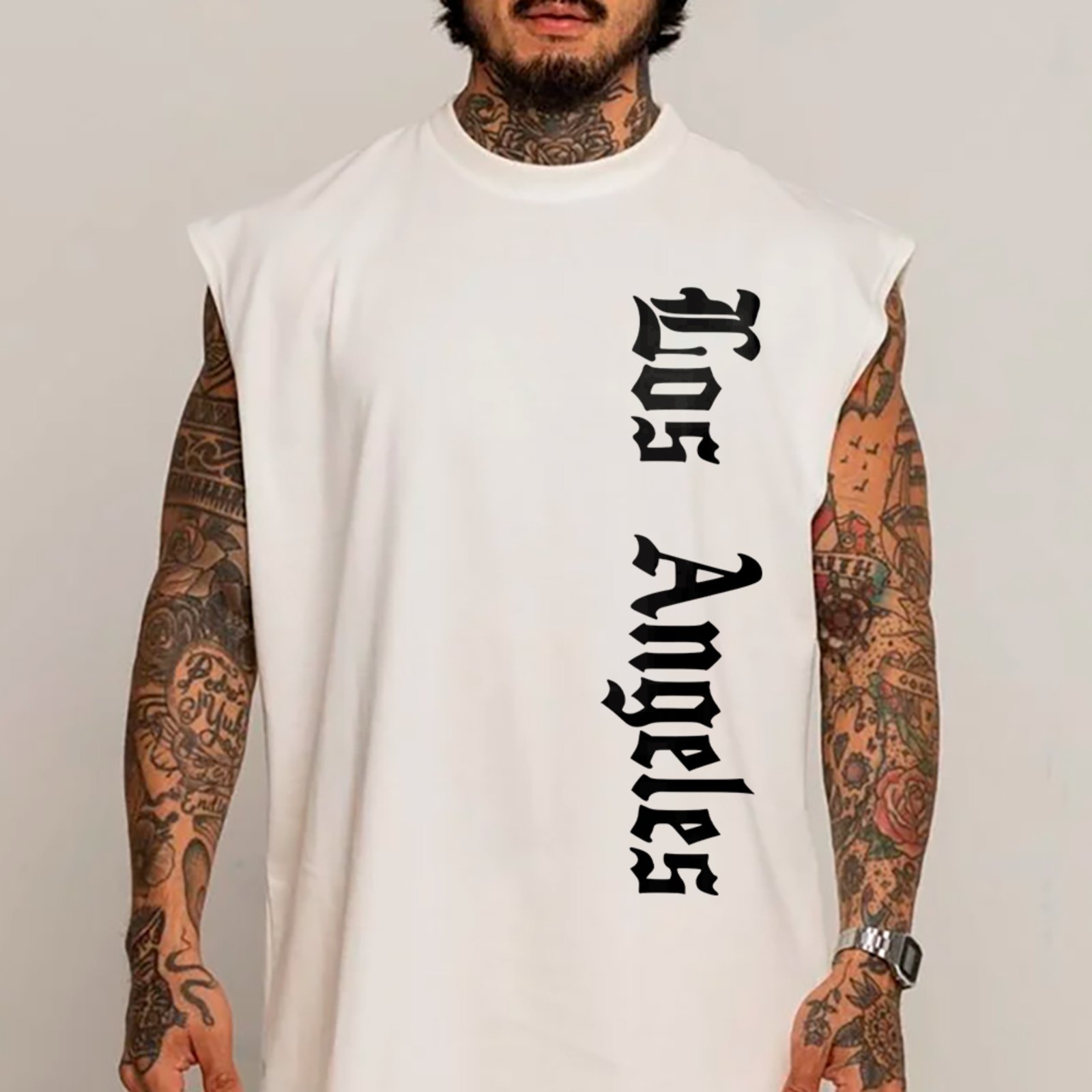 Camiseta Regata Machão Los Angeles Urban Streetwear Estilo Hype Branco