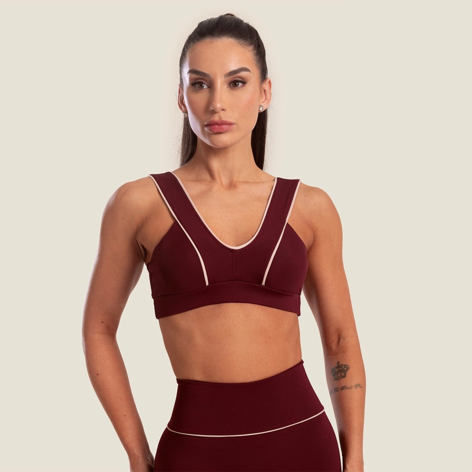 Top Dashes Vinho Valentino Poliamida Com Bojo Donna Carioca