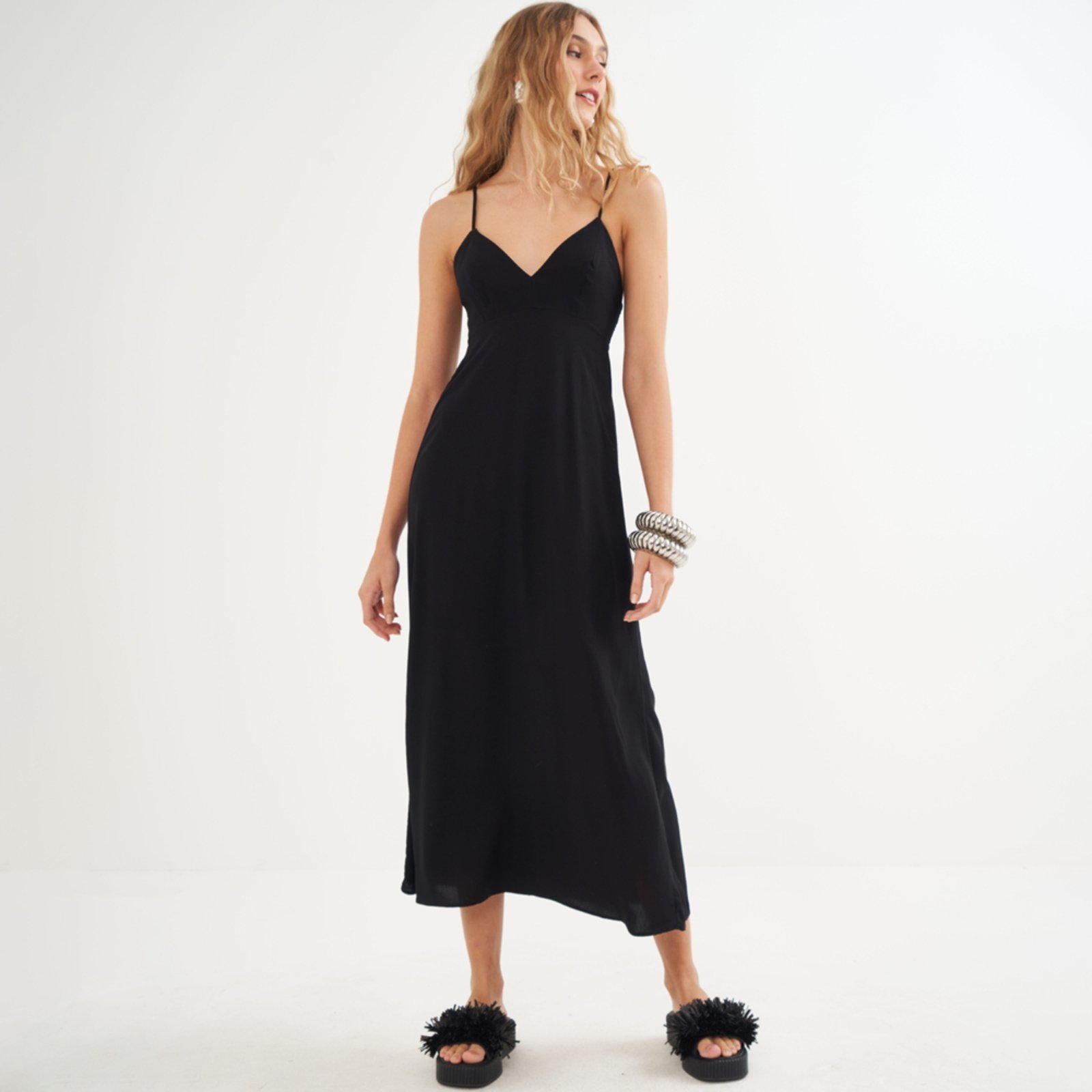 Vestido Super Mid Colcci Alças Pr26 Preto Feminino