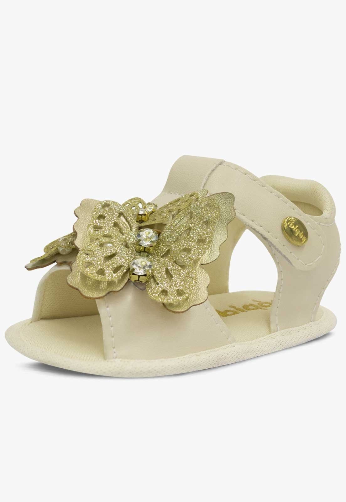 Infantil – Sandália Pópidi Recém-Nascido Menina Moda Borboletas Off White