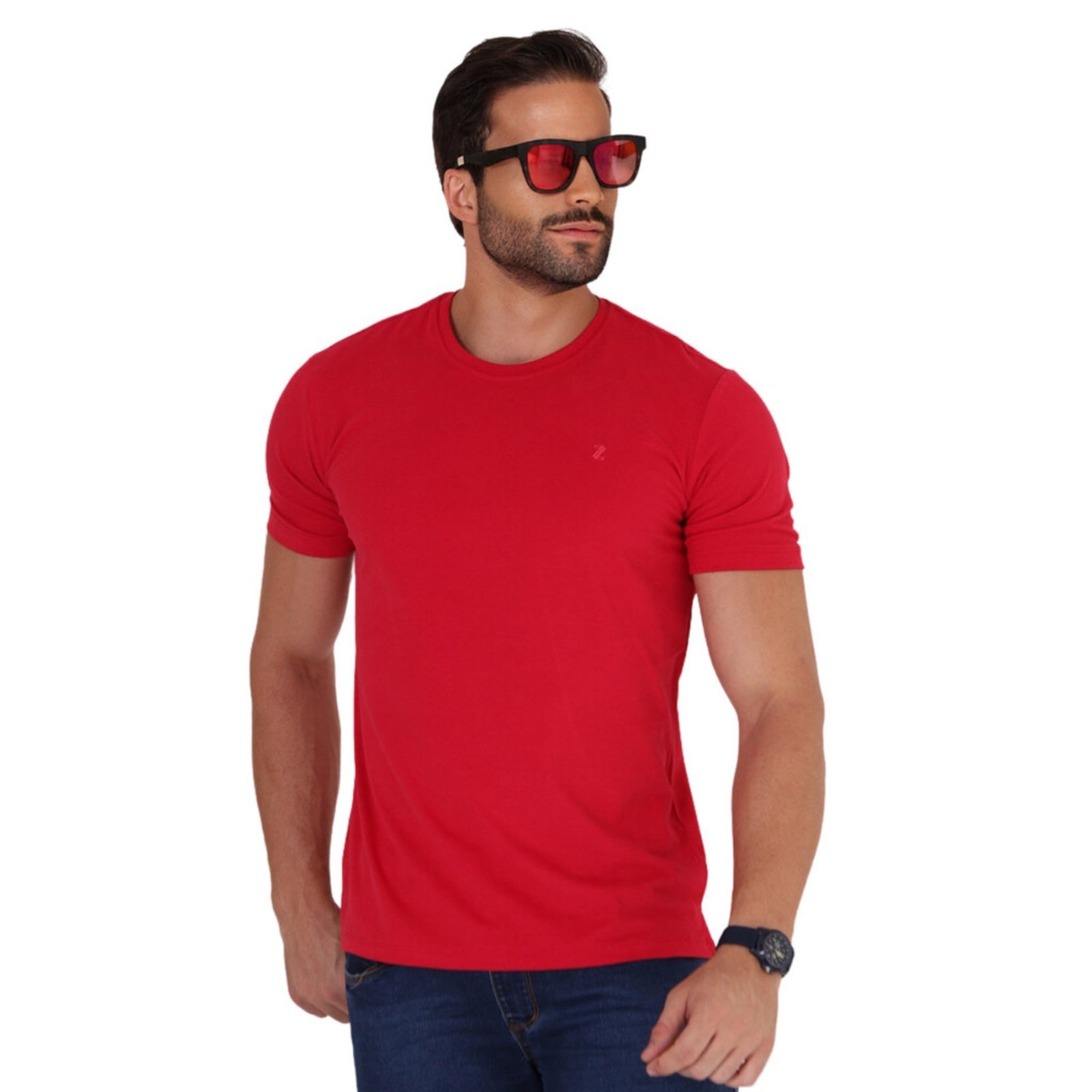 Camiseta Slim Básica Toque de Pessêgo Manga Curta Gola Redondada