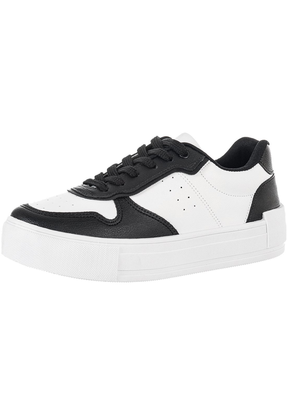 Tenis Casual Feminino Gigil Recortes Preto/Branco