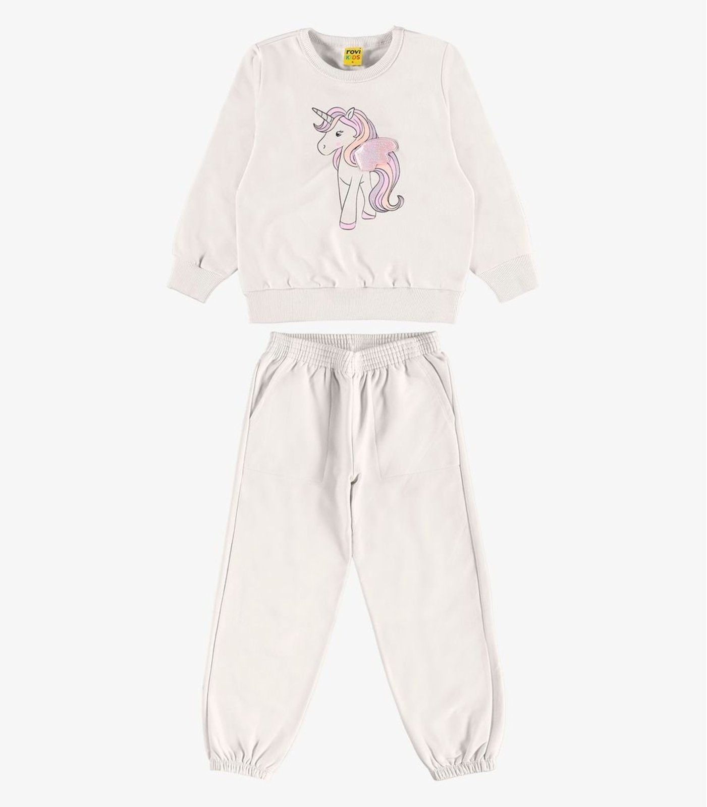 Infantil - Conjunto Blusão com Calça Rovi Moletom Bege
