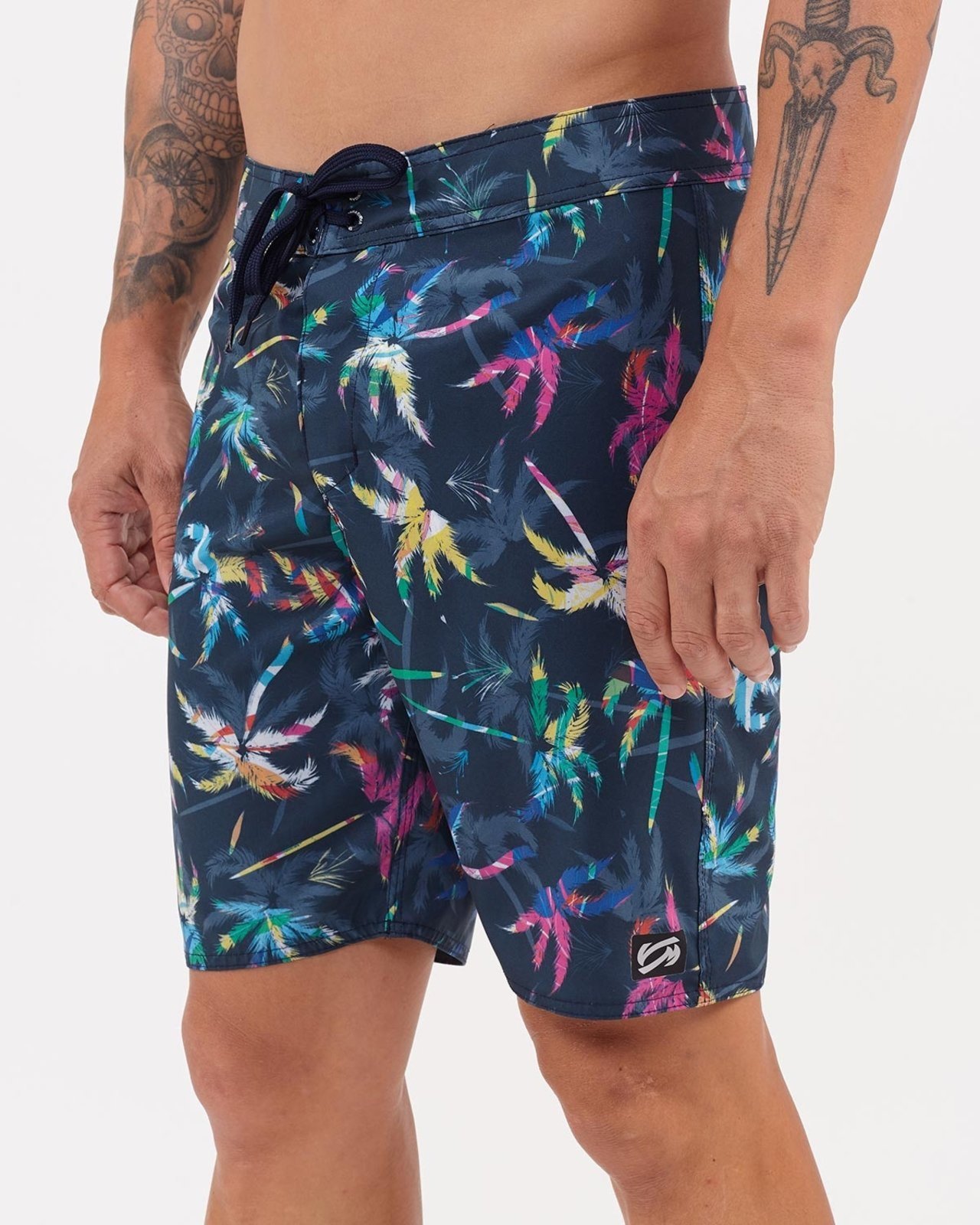 Vista 2 Bermuda Masculina Boardshort Vida Marinha Azul azul marinho/preto Vida Marinha azul marinho/preto