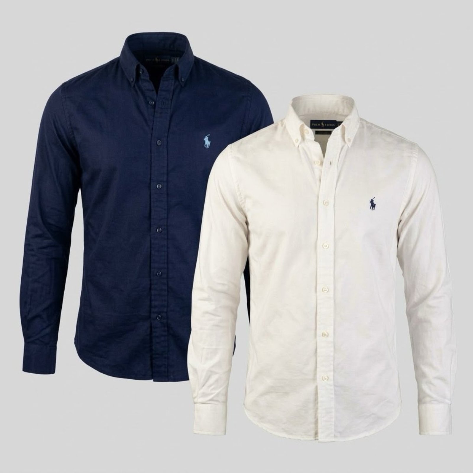 Kit Camisa RL Masculina Branco & Azul Marinho