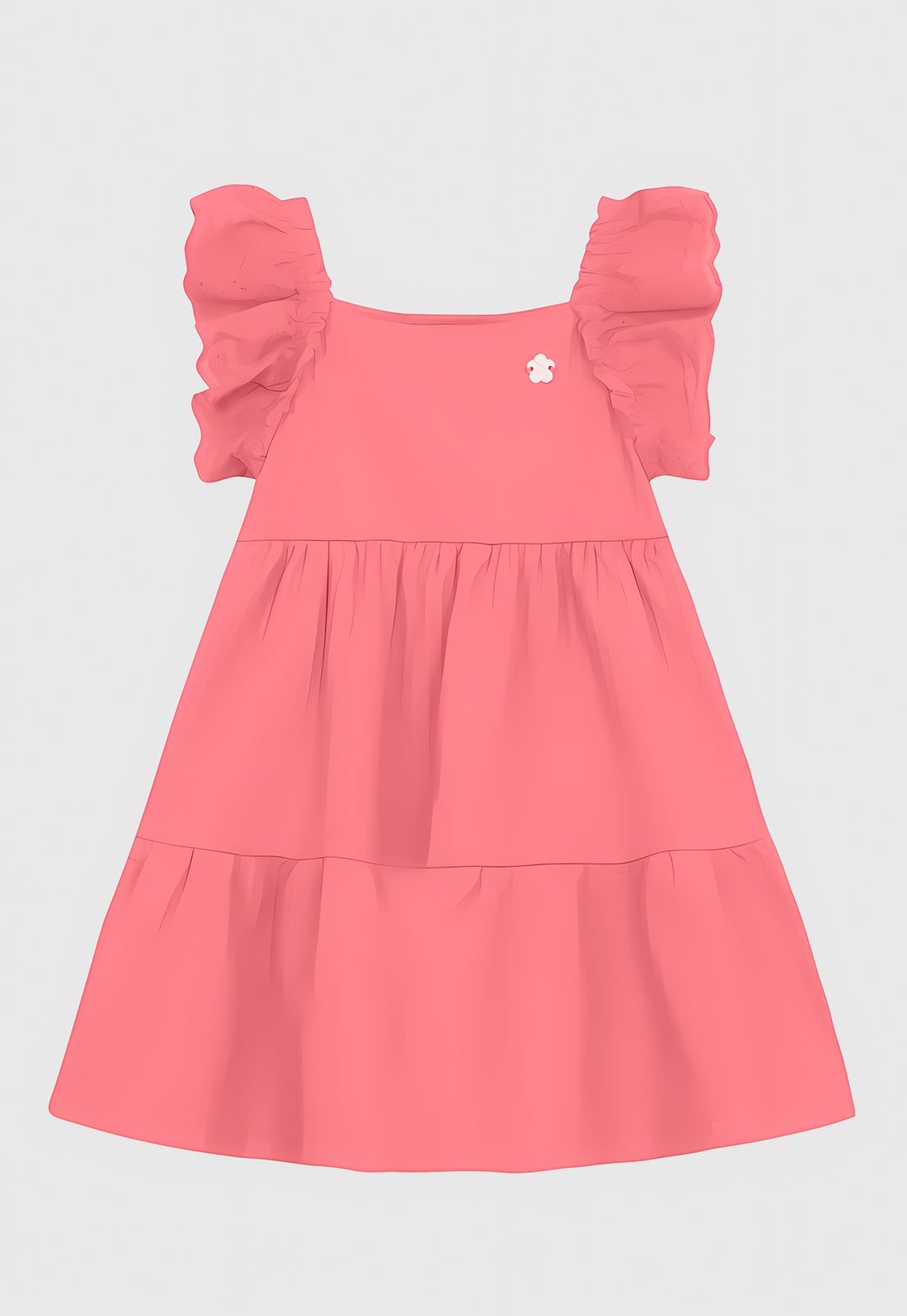 Vestido Brandili Manga Bufante Rosa