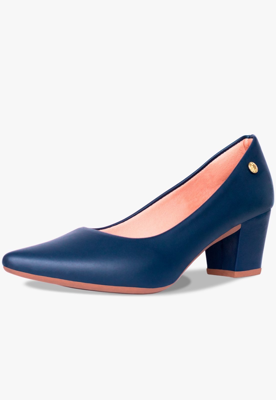 Vista 3 Scarpin Feminino Takata Salto Bloco Baixo Grosso Sapato Sintético Bico Fino Marinho TAKATA BY RAFAEL TAKATA azul/azul marinho azul TAKATA BY RAFAEL TAKATA azul/azul marinho azul