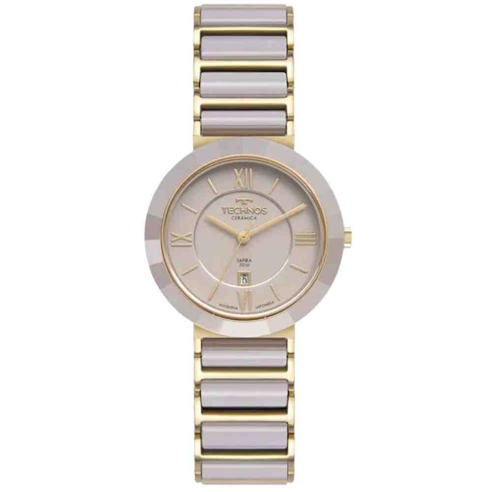 Relógio Technos Saphire Bege/Dourado Feminino 2015CE/1C