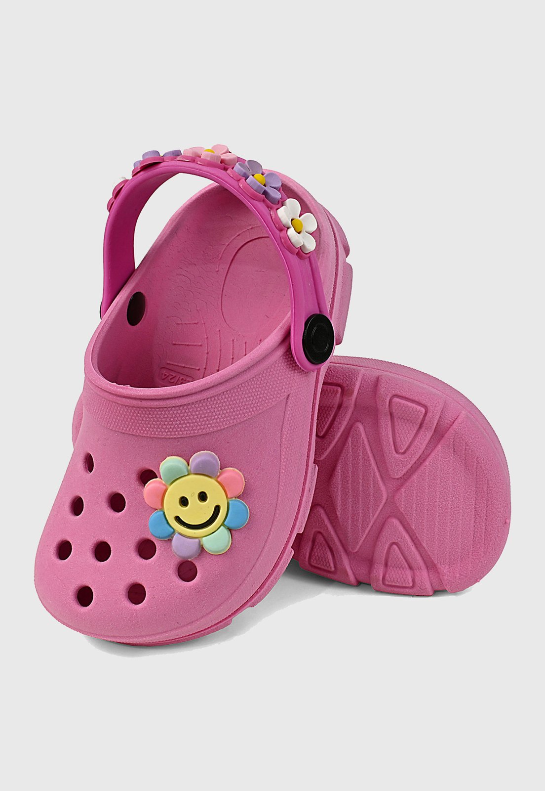 Infantil – Sandália Babuche Menina Flores Coloridas Rosa tep