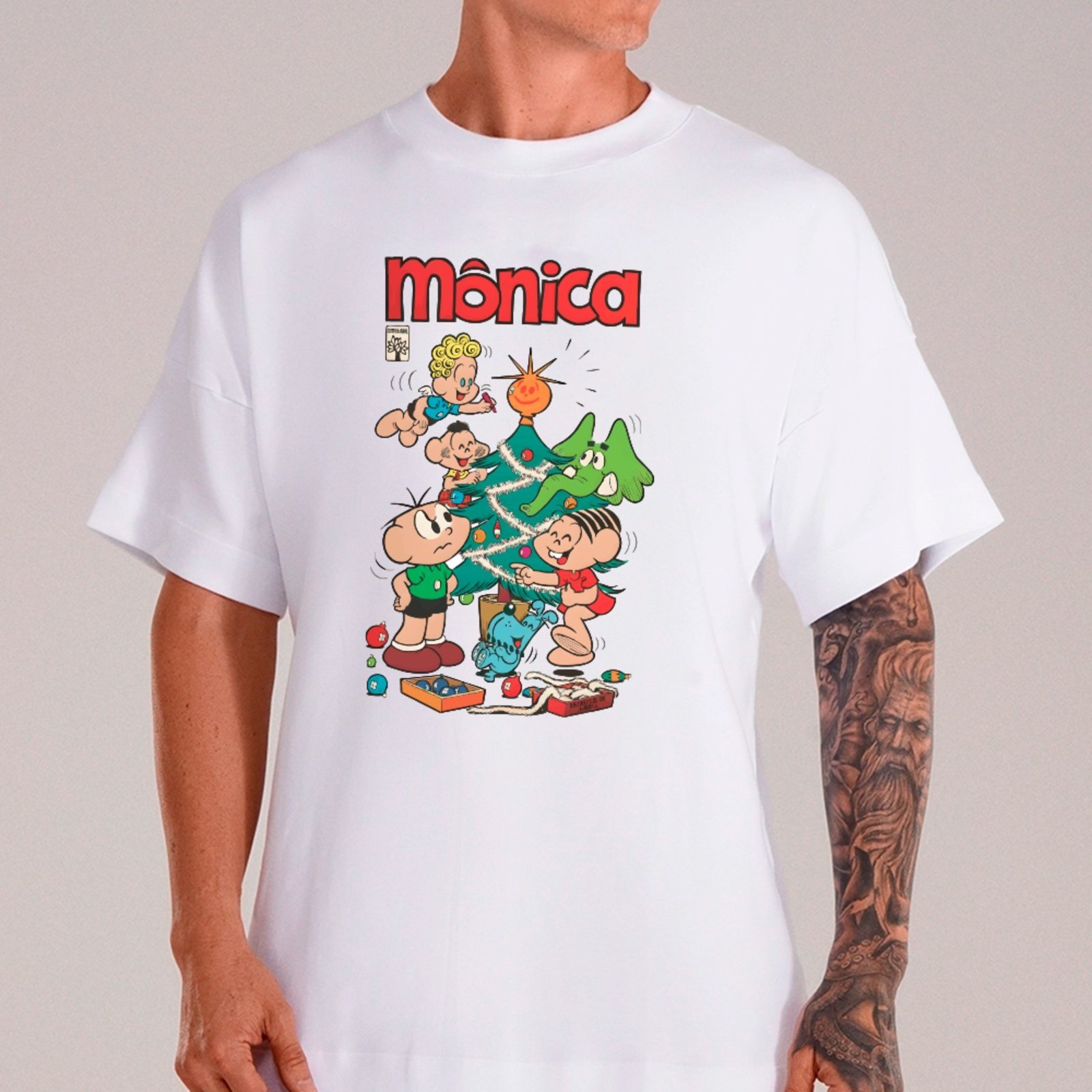 Vista 2 Camiseta Ousy Oversized Turma da Mônica Quadrinhos Clássicos Moda Geek Unissex marrom ousy marrom
