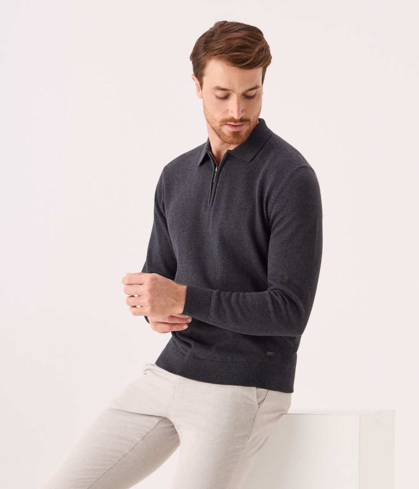Pullover Makenji Gola Polo Com Ziper Masculina Preta