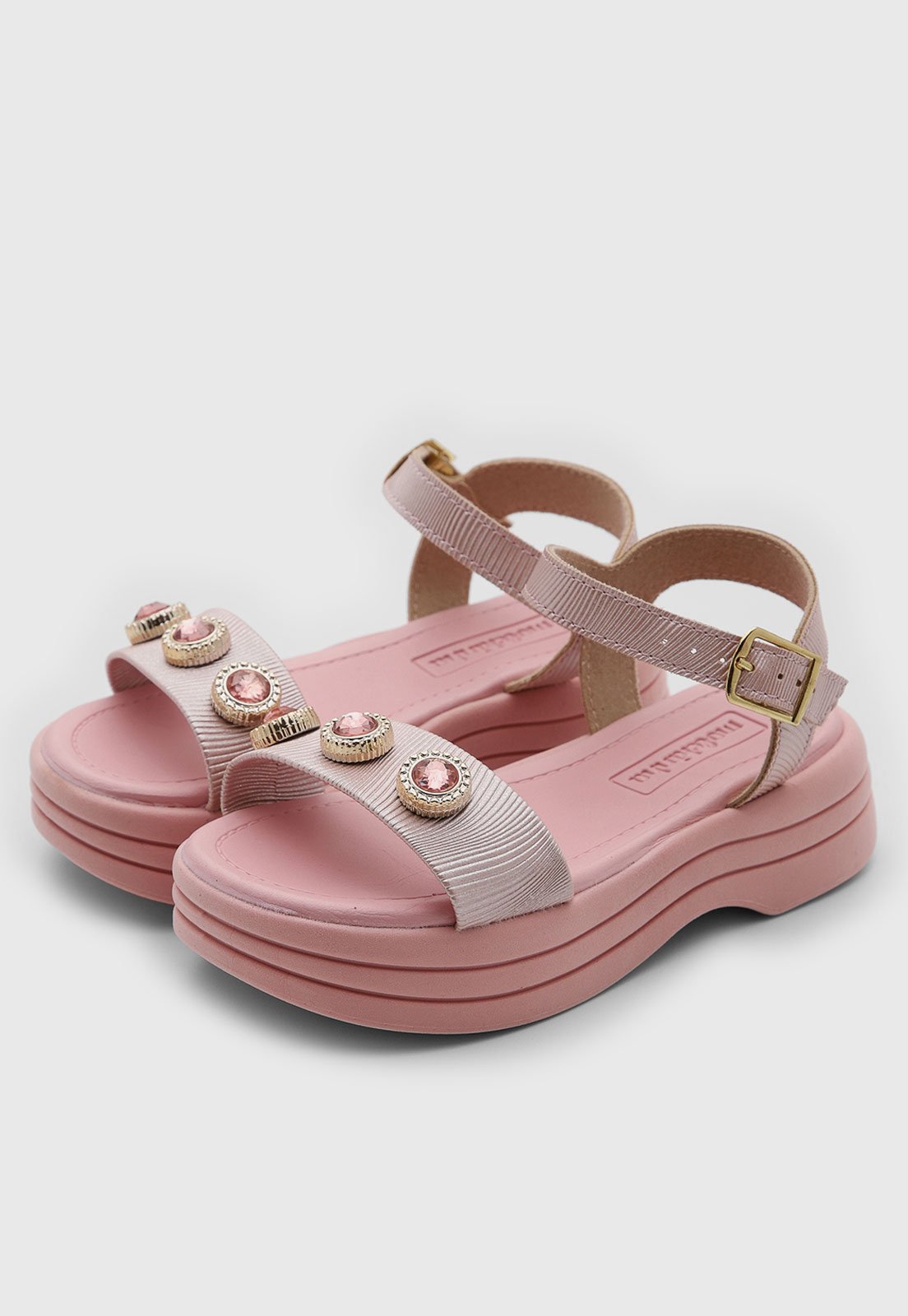 Infantil - Sandália Molekinha Tiras Strass Rosa