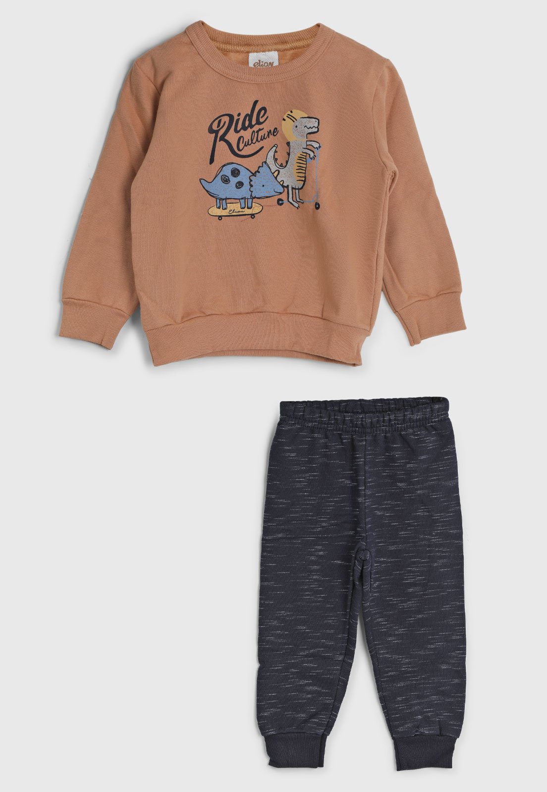 Conjunto Elian Estampa Dinossauro Caramelo