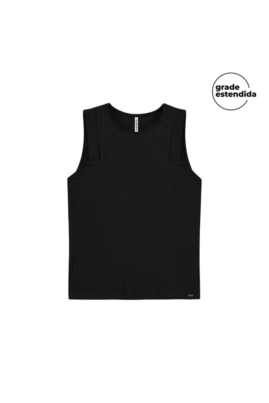 Regata Feminina Canelado de Viscose Marialícia Preto