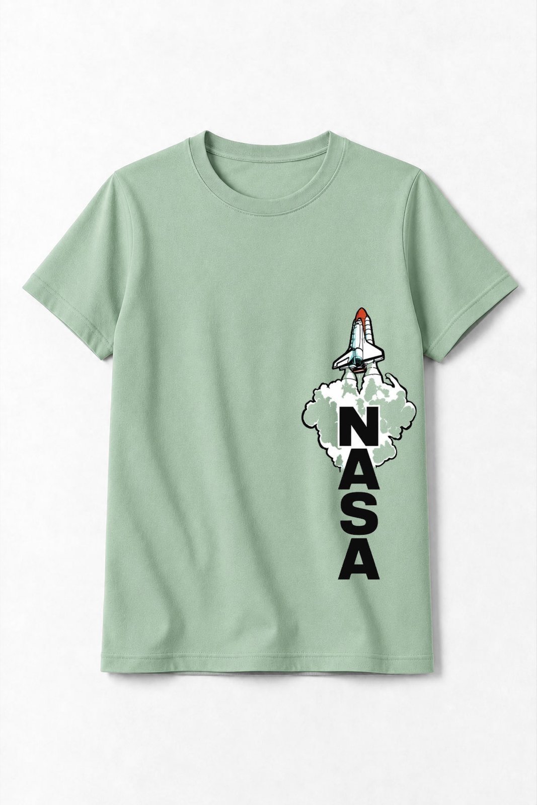 Infantil - Camiseta Masculina Algodão Foguete Nasa Verde Menta - Babei no Look