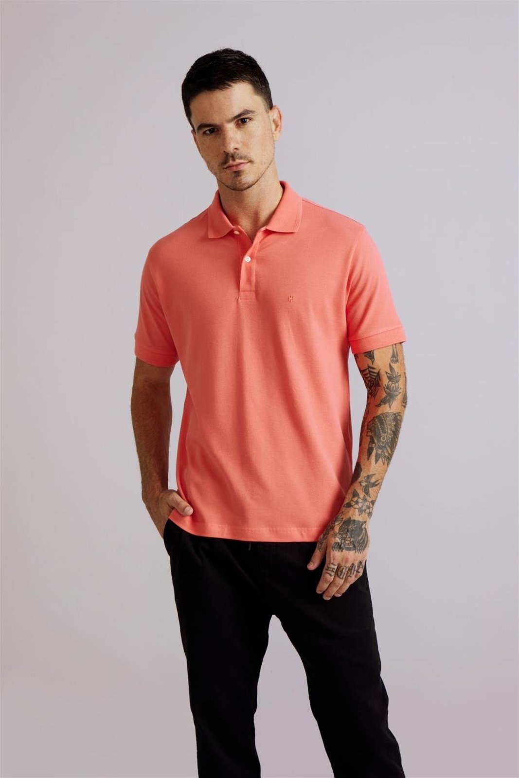 HIGHSTIL Polo Manga Curta Comfort Piquet - Rosa Salmão