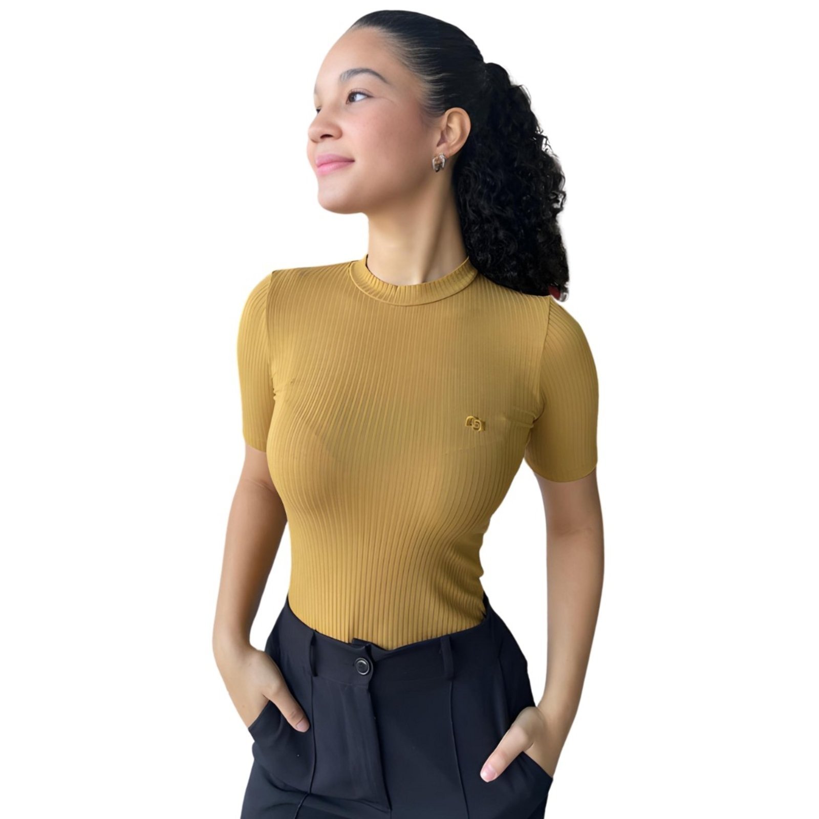 Blusa Canelada Feminina Gola Alta Colcci