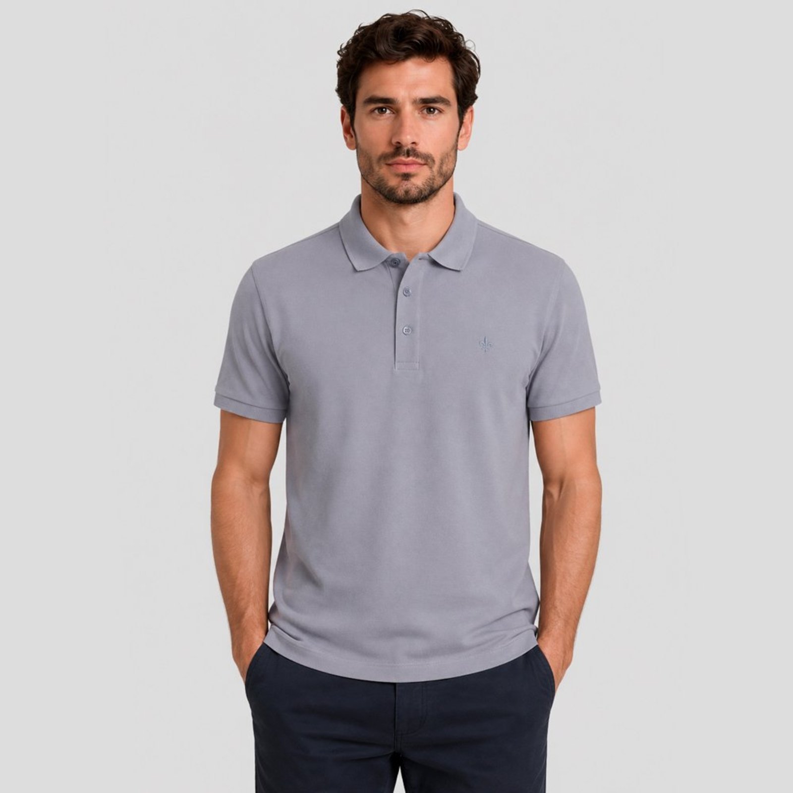 Camisa Polo Dudalina Essential Color Pr27 Cinza Masculino
