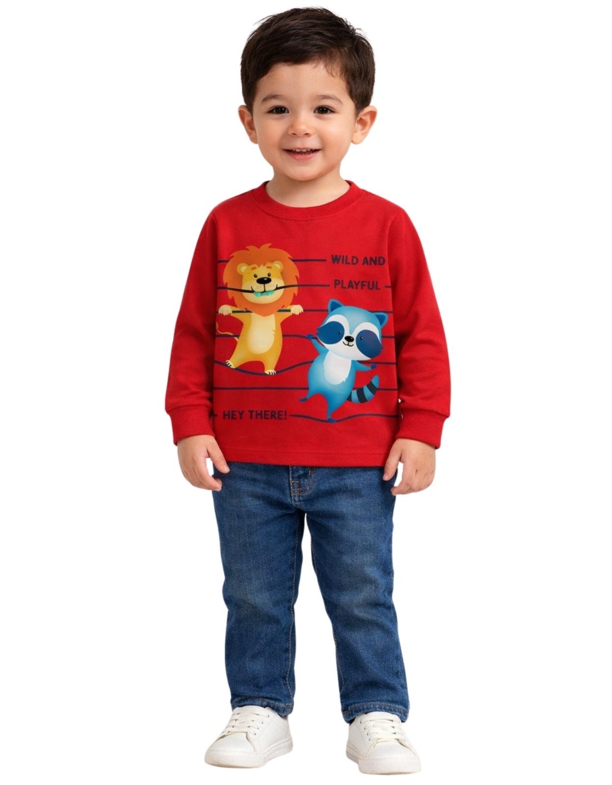 Vista 2 Infantil - Camiseta Manga Longa Kyly Animais vermelho Kyly vermelho