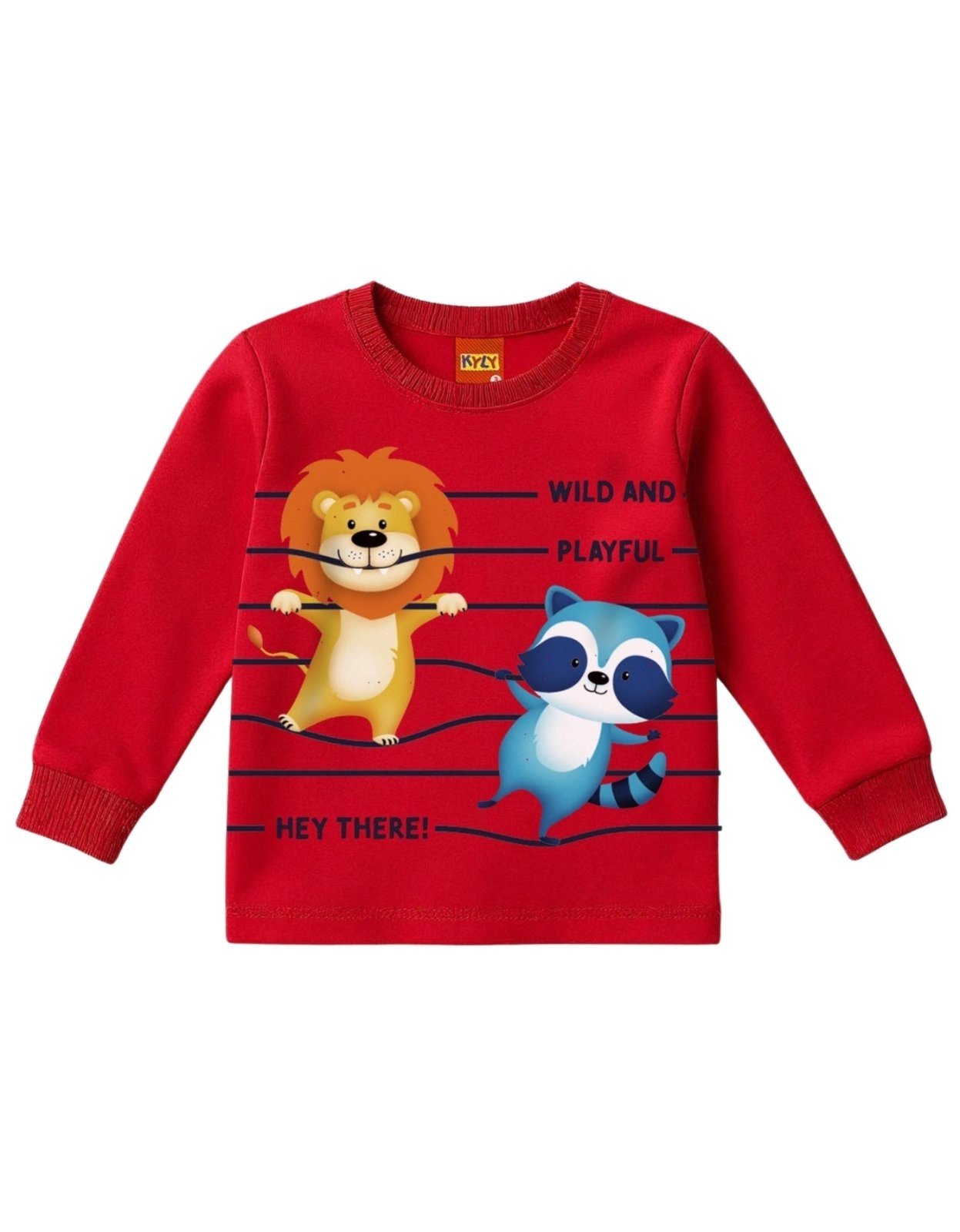 Vista 3 Infantil - Camiseta Manga Longa Kyly Animais vermelho Kyly vermelho