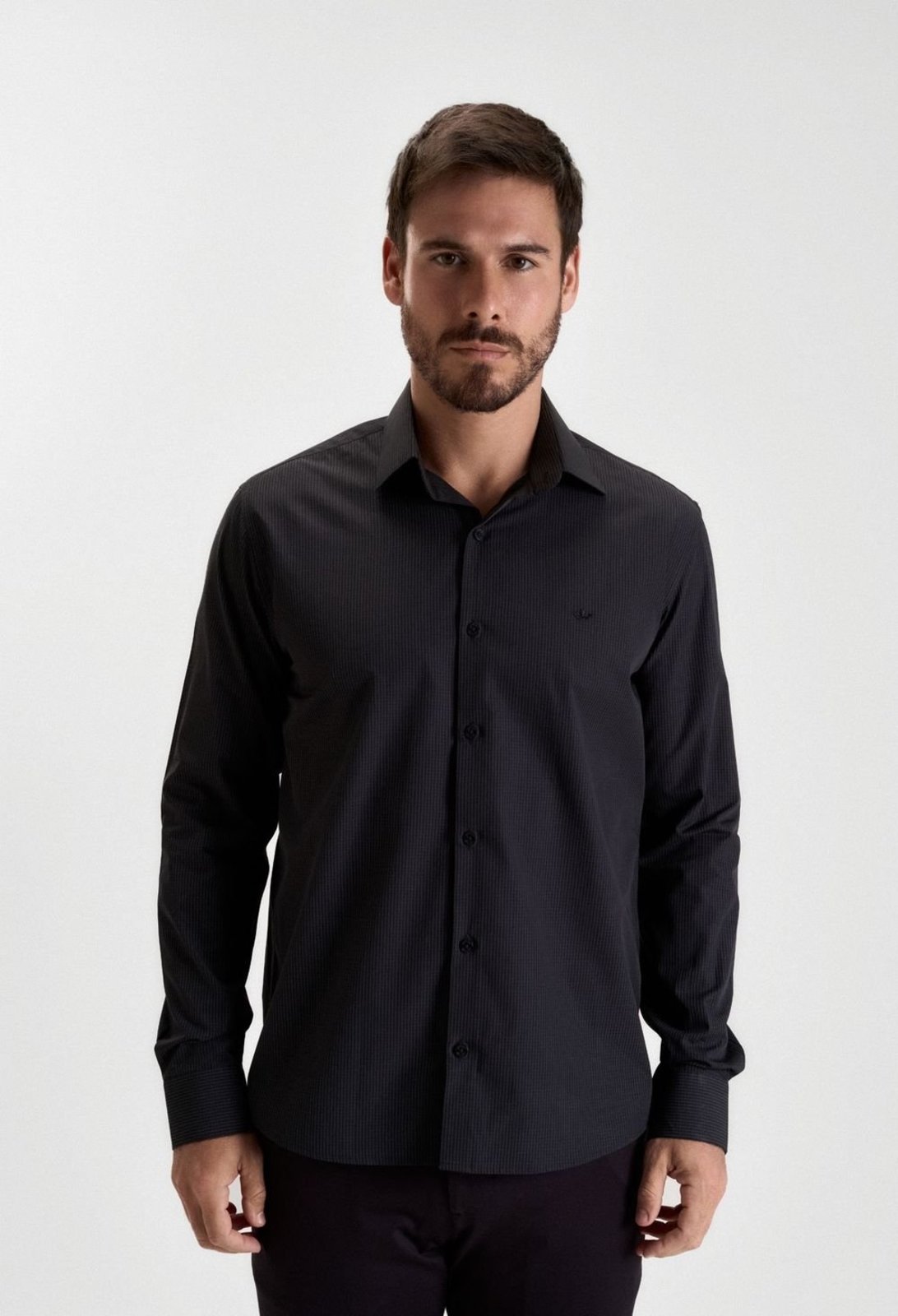 Camisa Relaxed Fit Manga Longa Xadrez Mercerizadas Camisa Manga Longa Docthos Relaxed Fit Xadrez Fio 60 003 Preto M