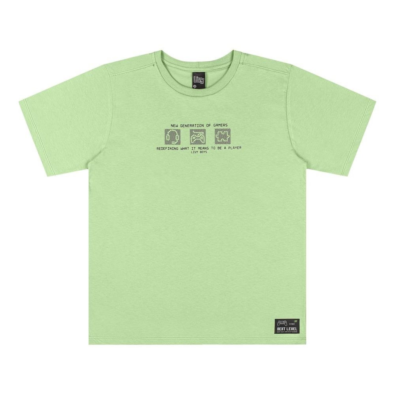 Infantil - Camiseta Manga Curta Estampa Gamer Livy Verde 12 Verde