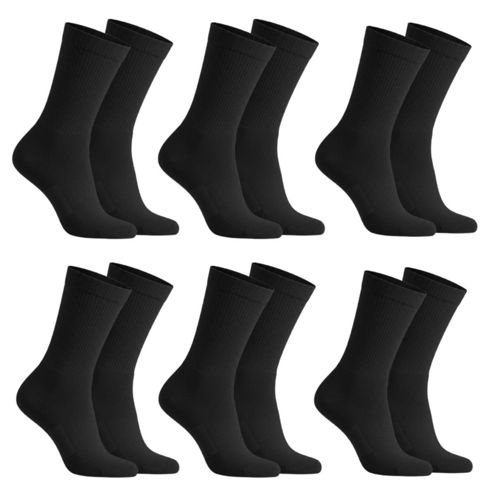 Kit 6 Pares de Meias QLC Sports Cano Médio Preto