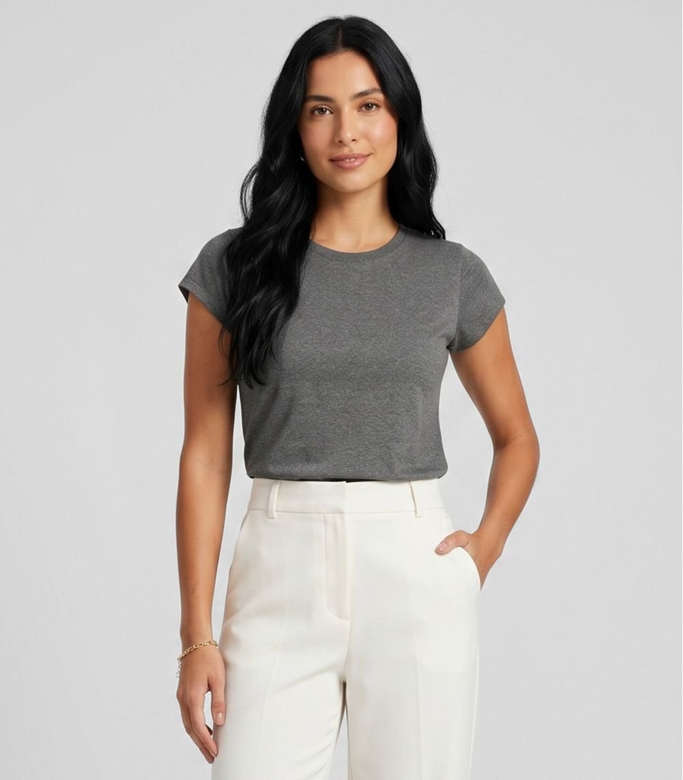 Blusa Feminina Básica Algodão Infinita Cor Cinza