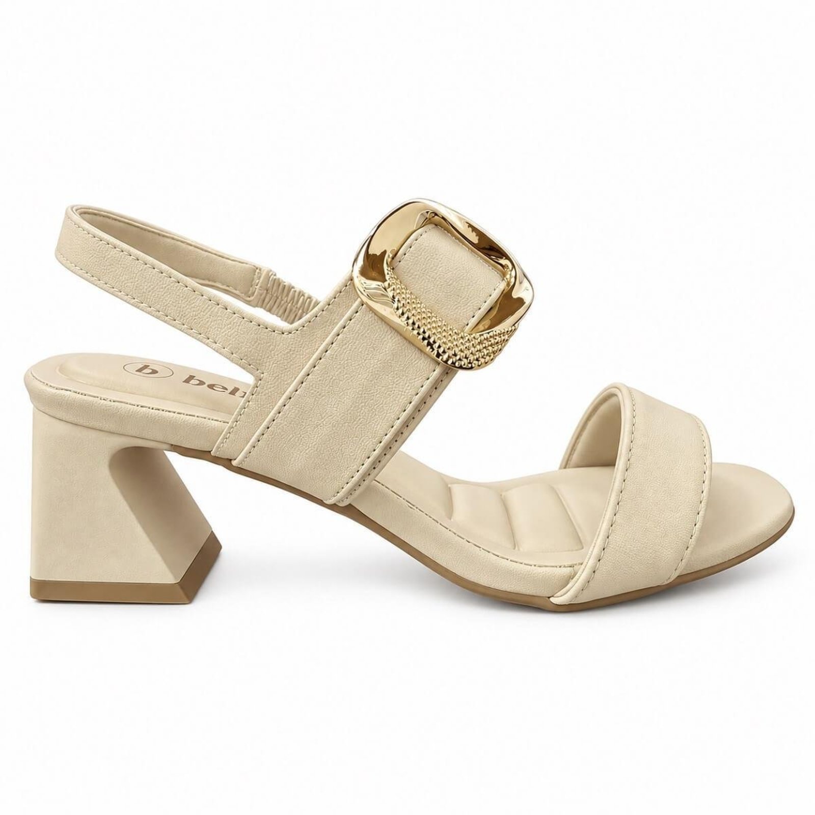 Sandália Salto Médio Feminina cê T5254-064 Areia