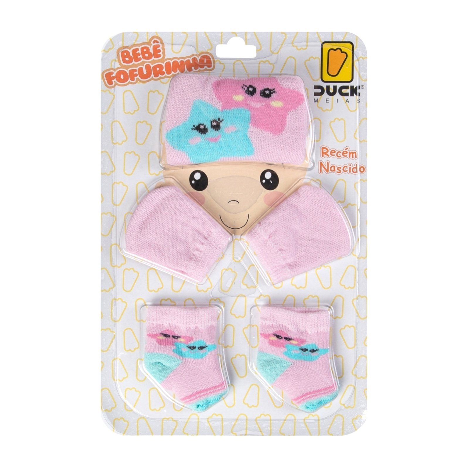 Infantil - Kit Saída De Maternidade meninas Touca Luva Com Meia Rosa