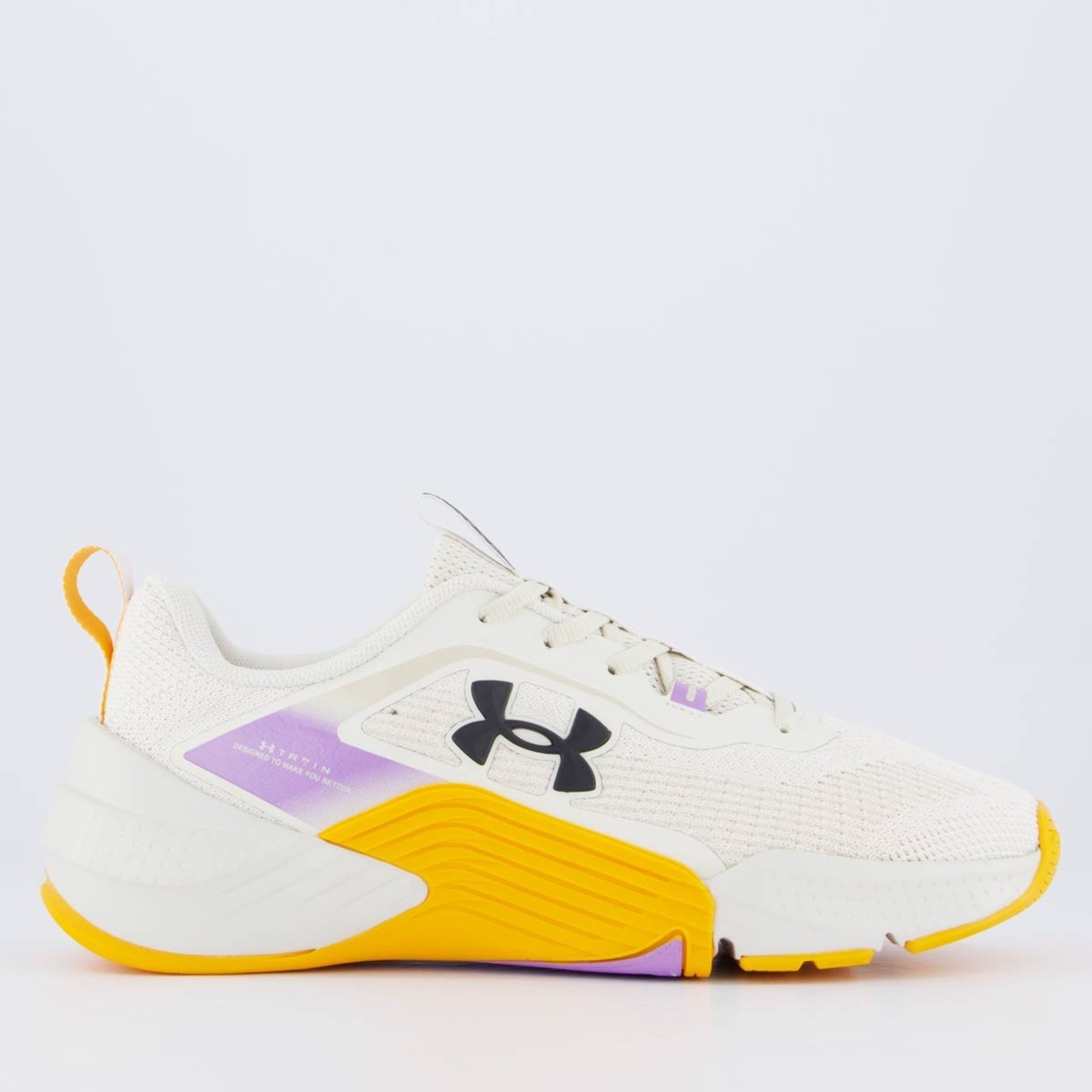 Vista 2 Tênis Under Armour Tribase Reps 2 SE e Laranja bege bege