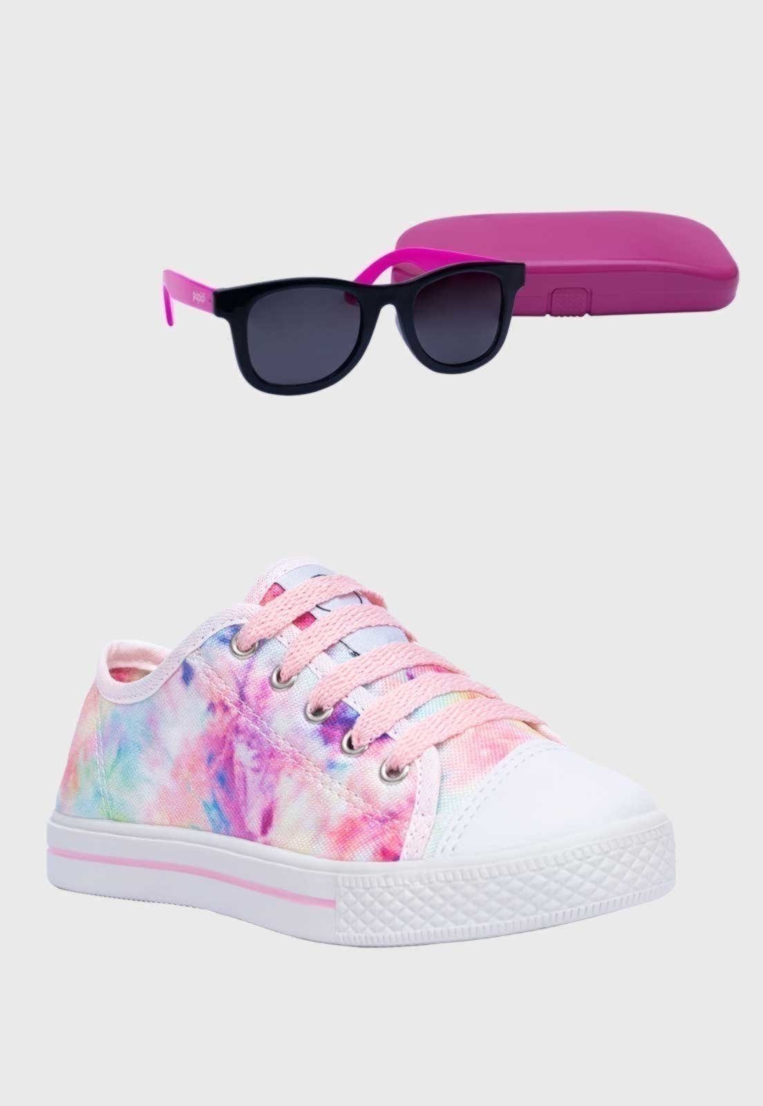 Vista 2 Infantil - Kit Tenis Popstar Tie Dye e Oculos de Sol Pópidí rosa Pópidí rosa