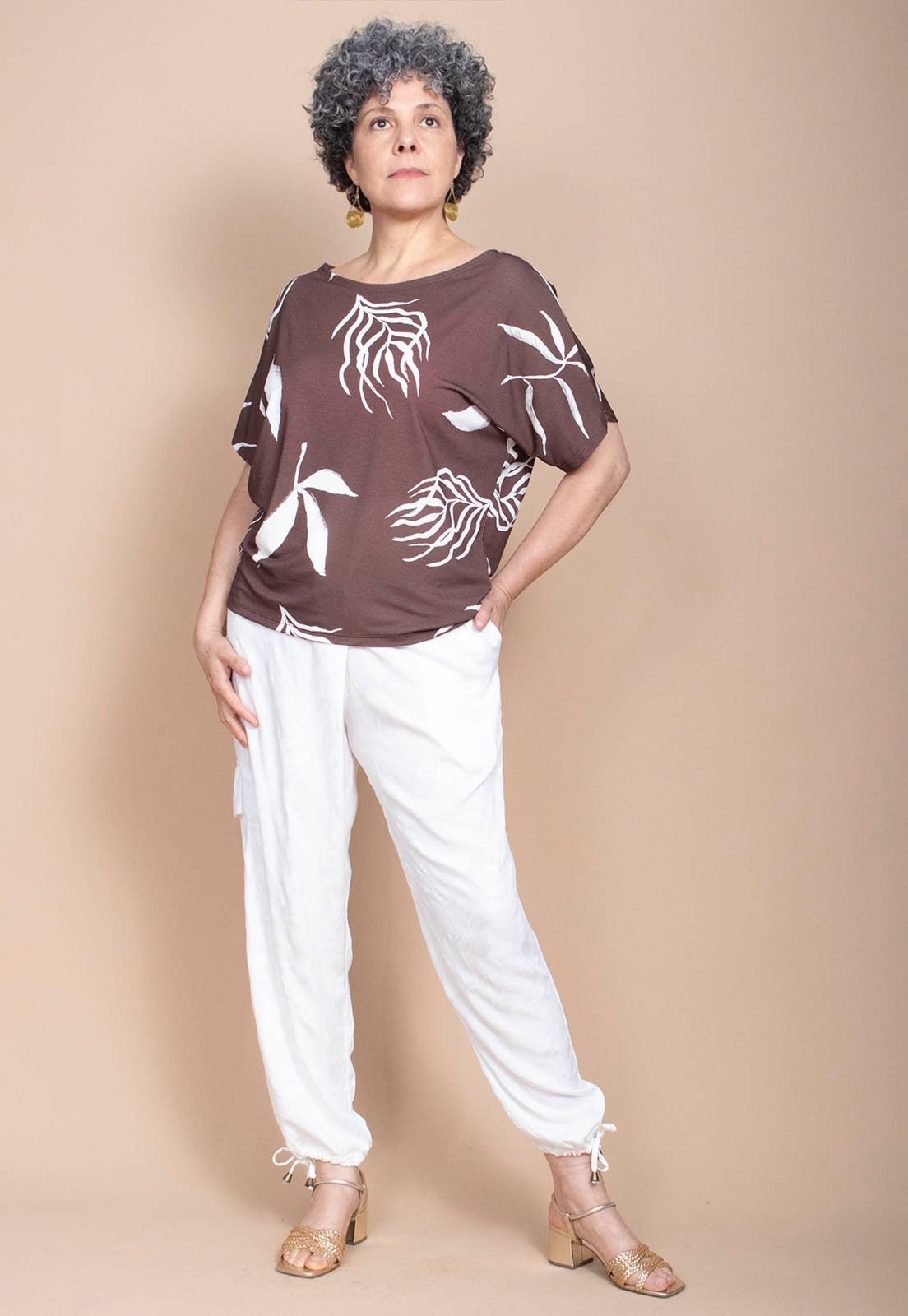 Blusa Amazonia Vital Básica Morcego Malha Gola Canoa Manga Curta Estampa Essência Urbana