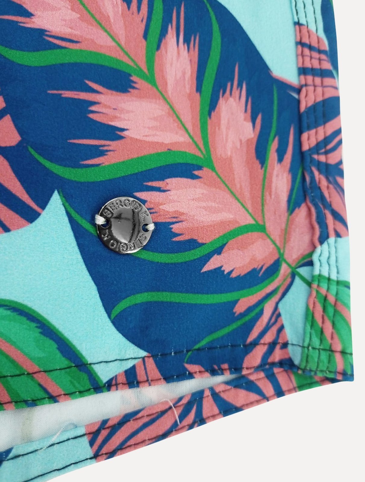 Vista 3 Short Sergio K Masculino Beachwear Folhagem Claro azul Sergio K azul