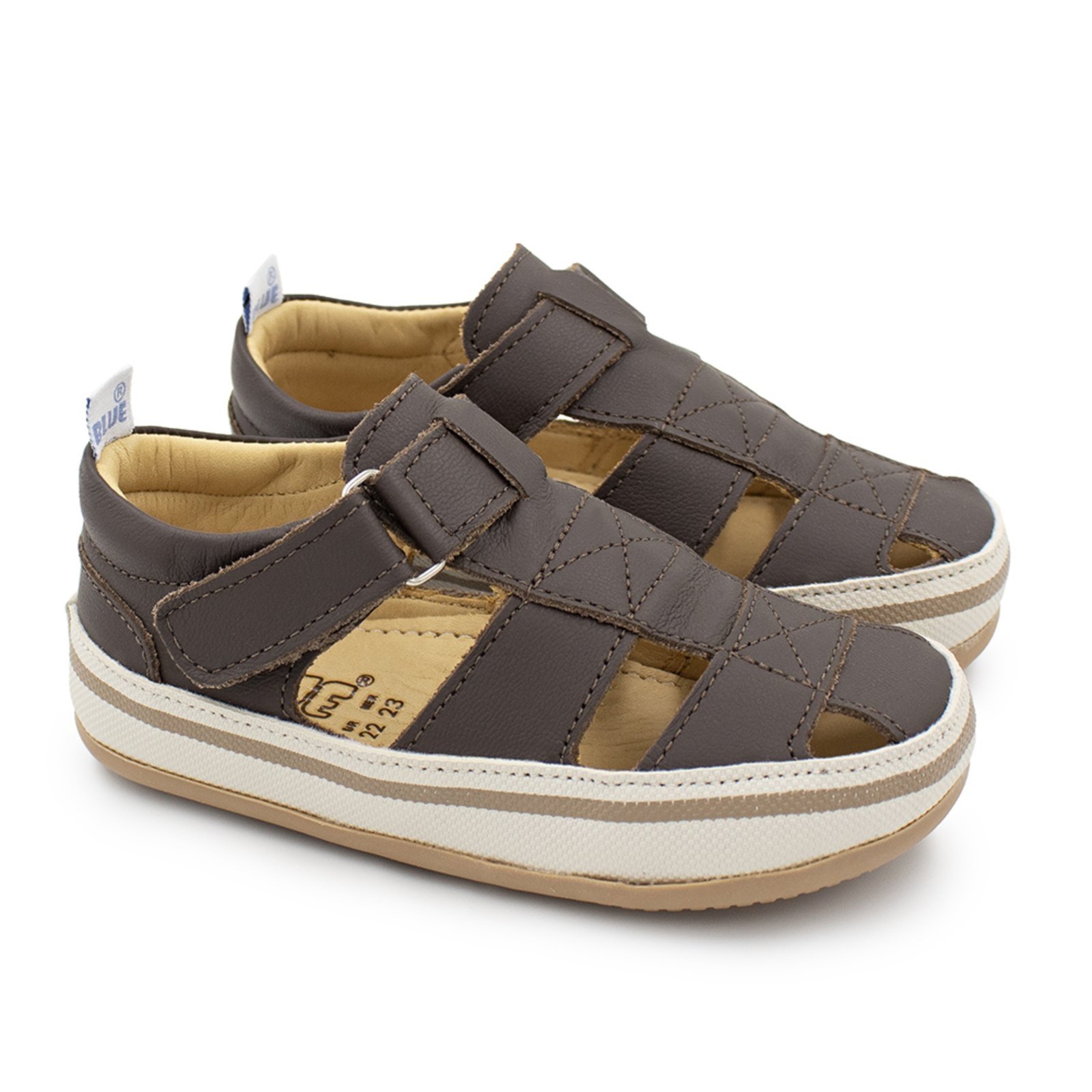 Vista 2 Infantil - Sandalia Menino Blue Caetano Couro Café Blue Infantis Blue Infantis café blue