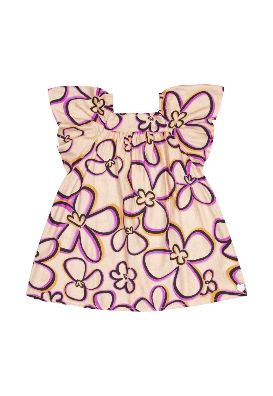 Vista 2 Infantil - Vestido em Viscose para Menina Quimby laranja Quimby laranja