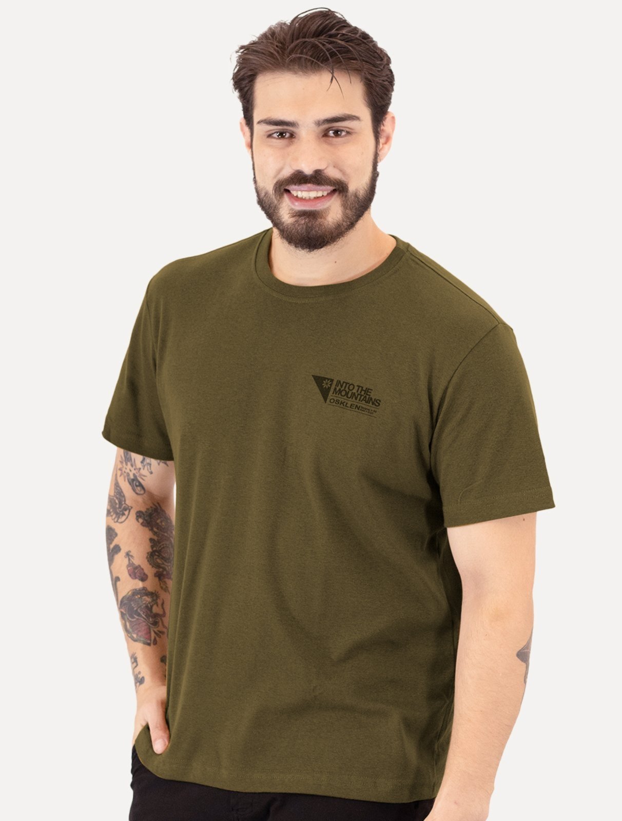 Camiseta Osklen Masculina Regular Big Shirt Carimbo Marrom