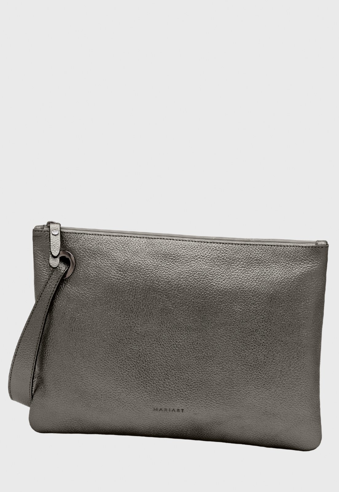 Vista 2 Bolsa Carteira Clutch Couro Mariart Azaleia Onix prata prata
