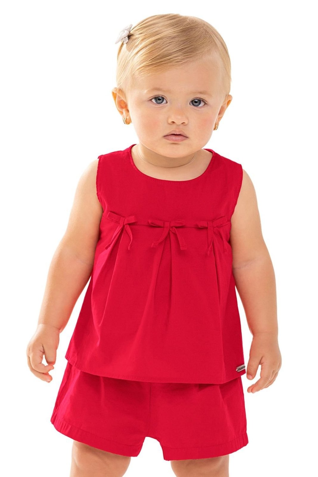 Infantil - Conjunto Menina Tricoline Pregas Colorittá Vermelho