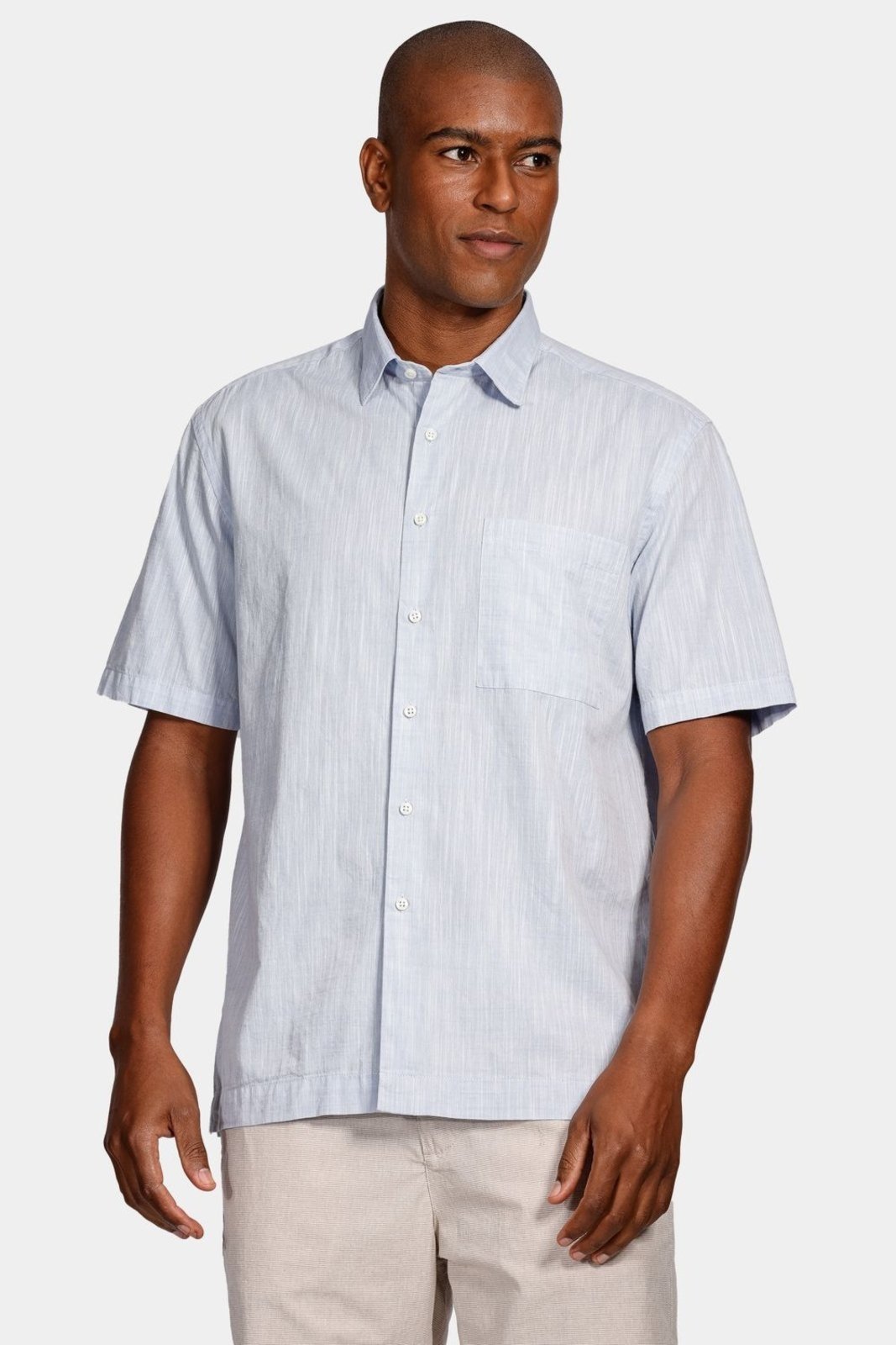 Camisa Aramis Manga Curta Regular Flamê Com Bolso Azul