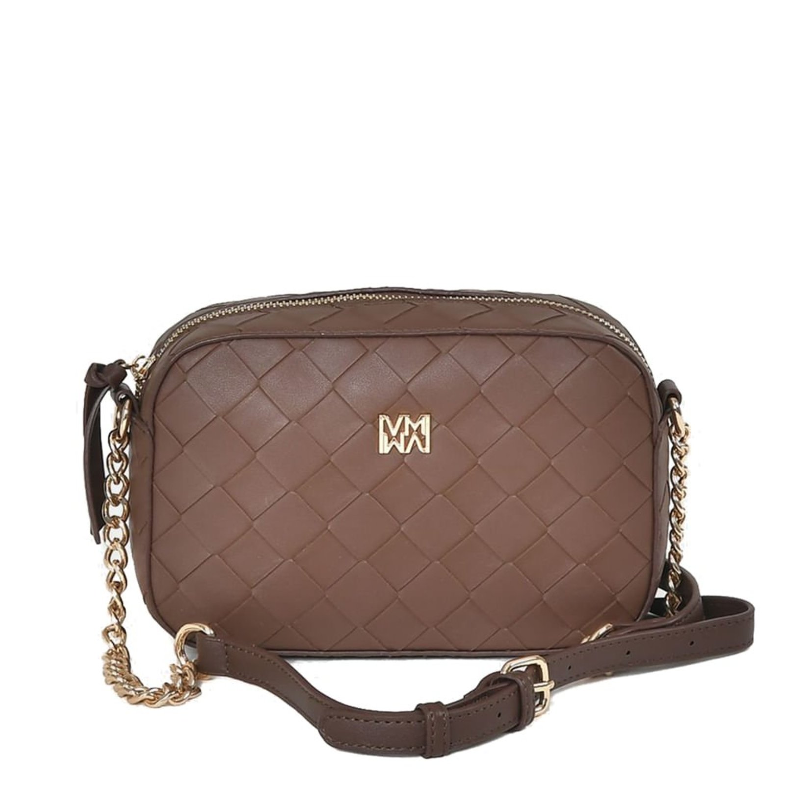Bolsa Feminina Via Marte Transversal Pequena Tressê Marrom