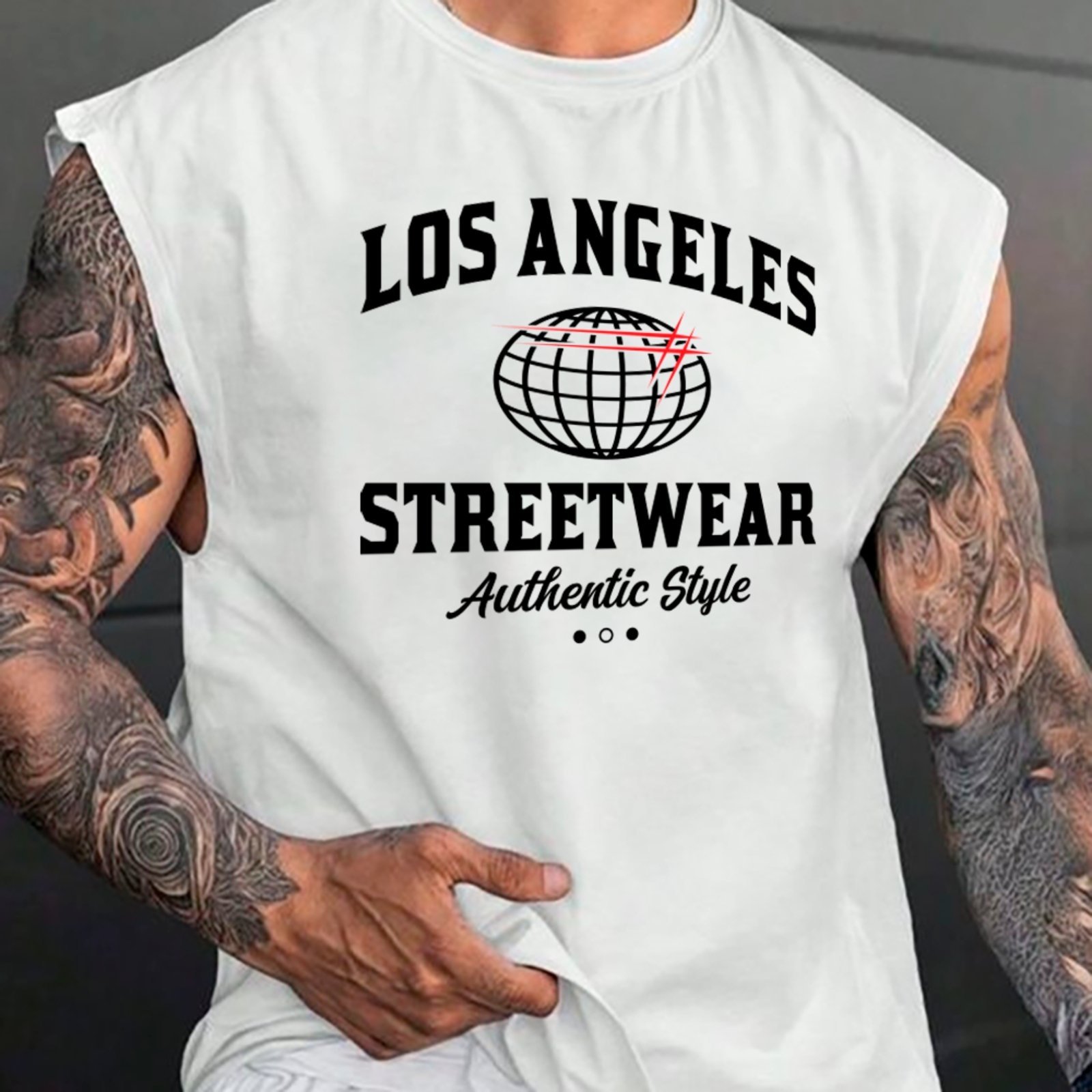 Camiseta Regata Machão Ousy Los Angeles Oversized Masculina Branco