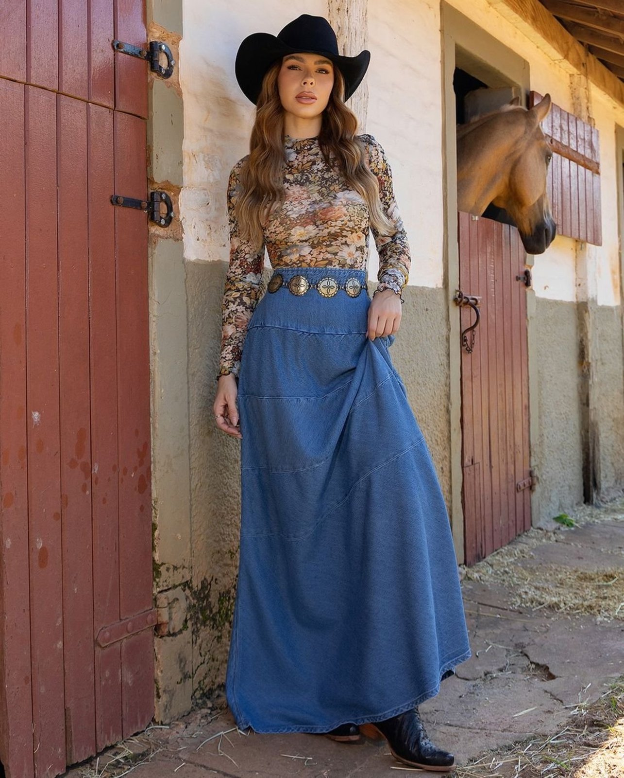 Saia Jeans Longa Feminina 24946 Média Consciência