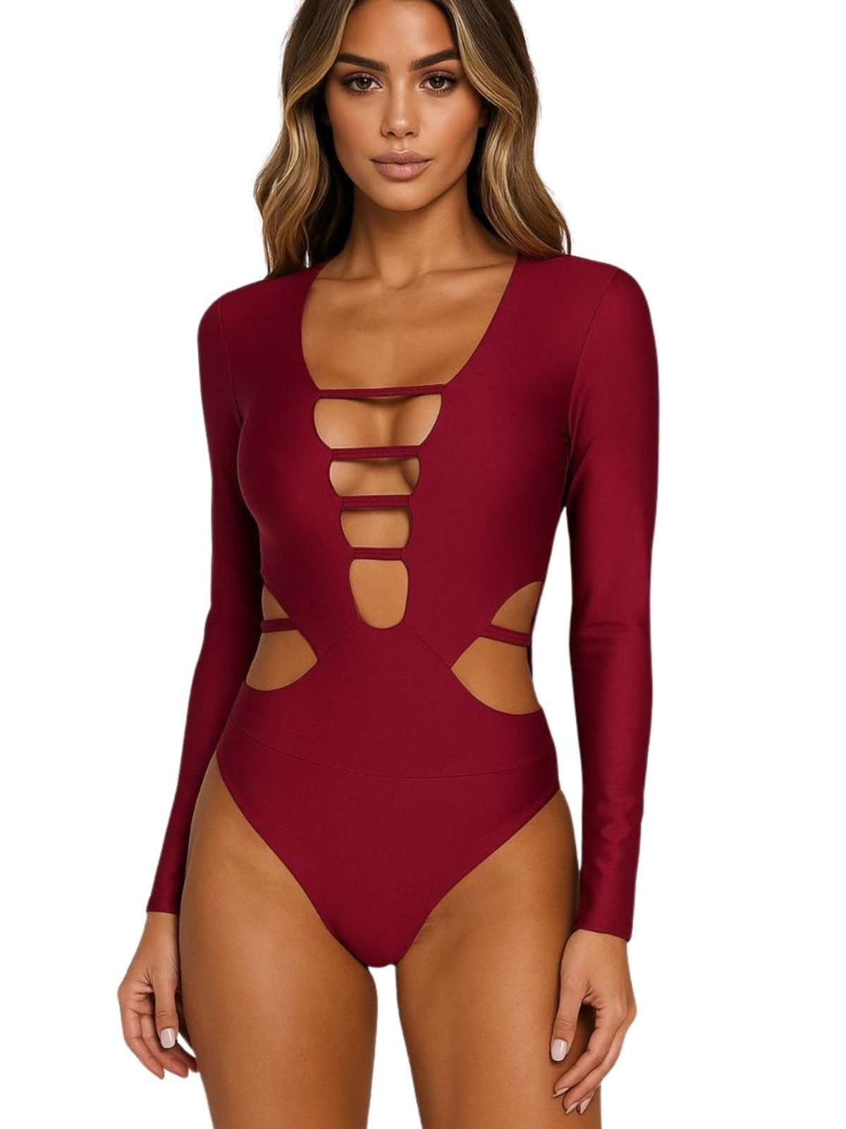 Body Summer body Maryland Manga Longa Recortes Sexy Moda Festa