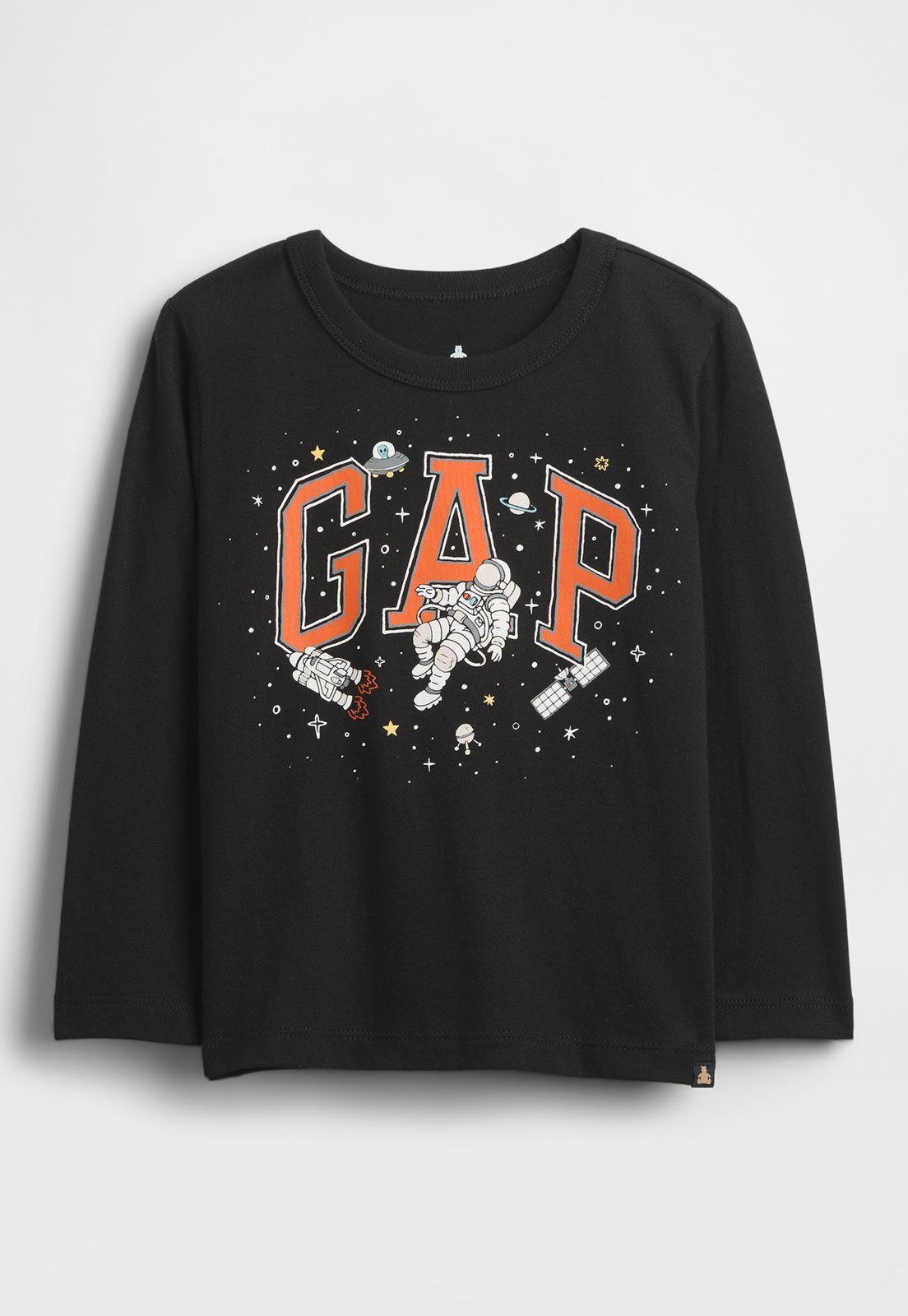 Camiseta GAP Manga Longa Estampa Espaço Preta