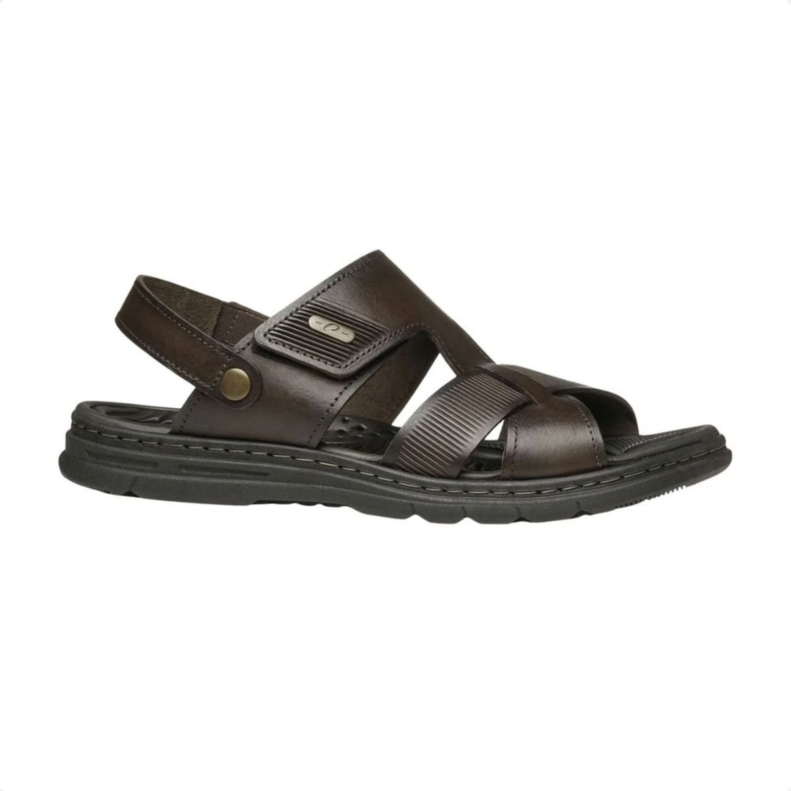 Sandália Masculina Pegada Em Couro Wave Marrom