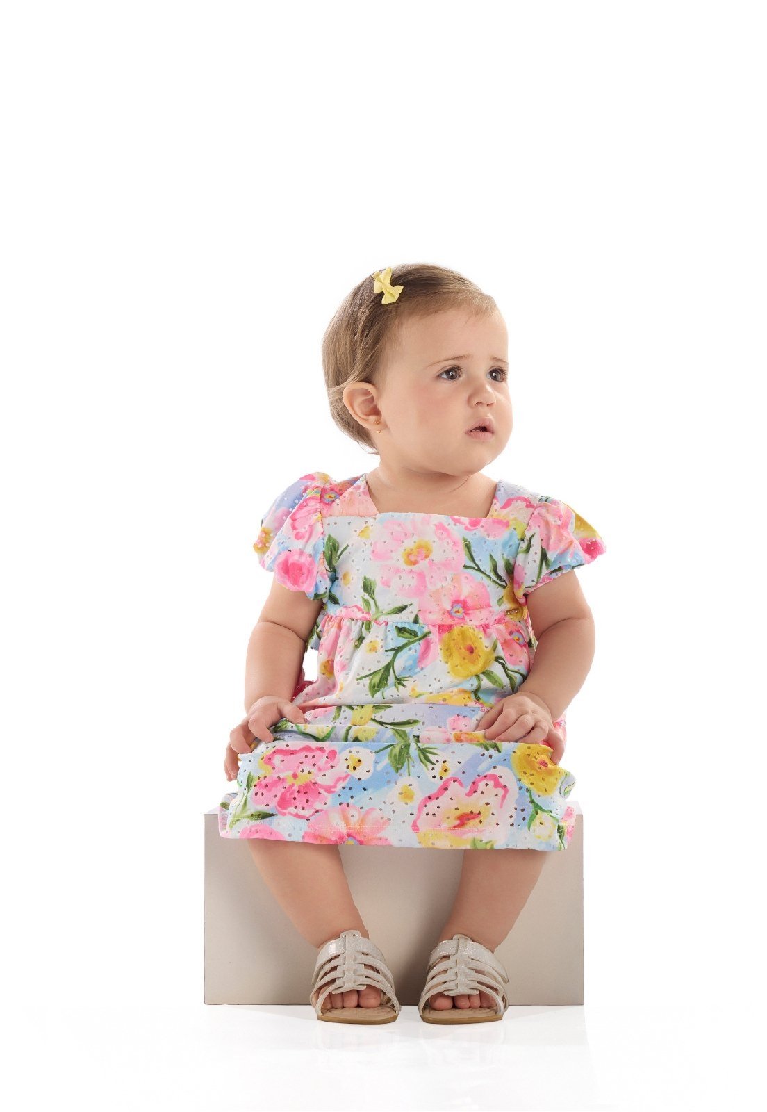 Vista 2 Infantil - Vestido para em Laise Estampado Quimby azul Quimby azul